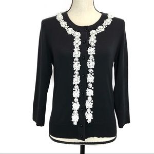{kate spade} Black & White Embellished Cardigan, M